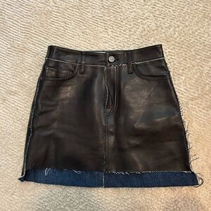 Frame Le Mini Leather Bonded Black Mini Skirt Lambskin Sz 24